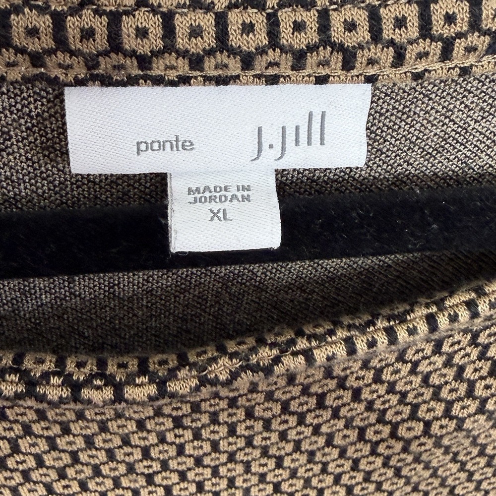 J Jill Tunic XL Camel & Black Geometric 3/4 Sleeve Workwear Capsule Wardrobe - Picture 6 of 15